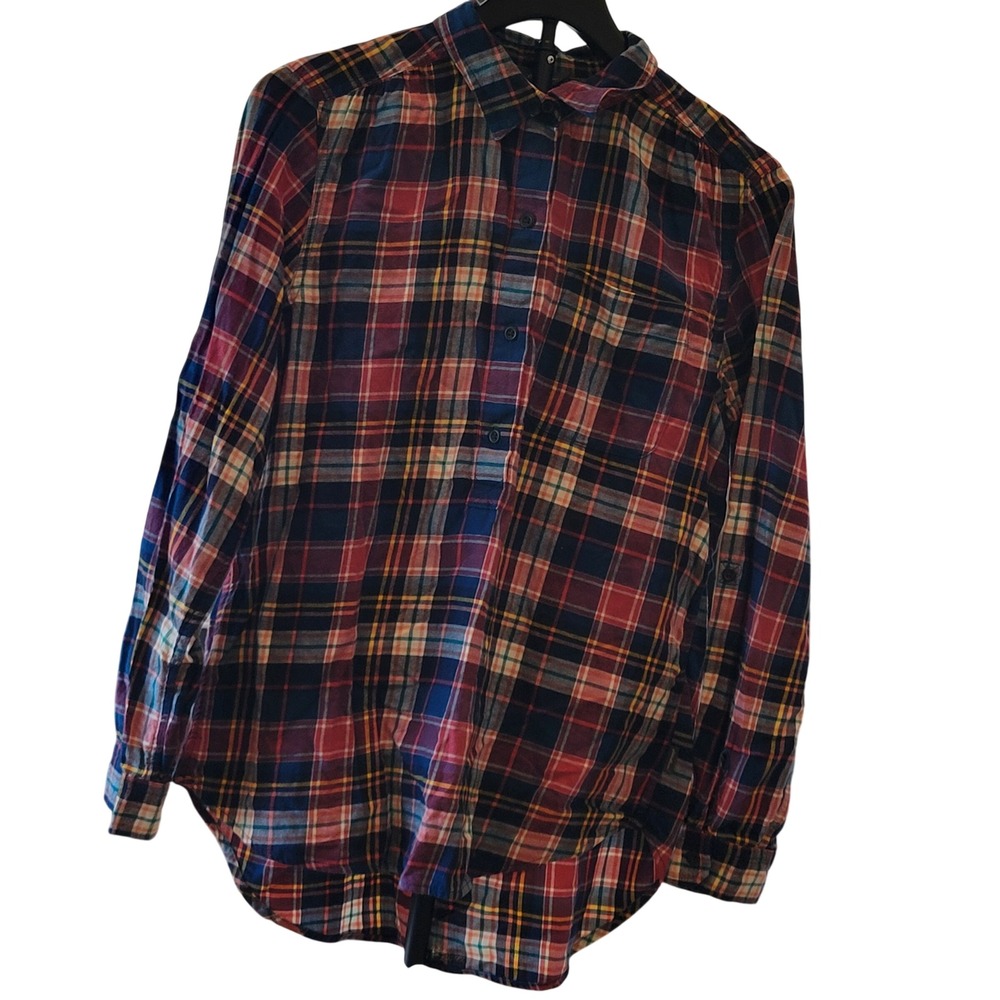 Eddie Bauer Womens Medium Plaid Button Down Shirt Multicolor Long‎ Sleeve Cotton